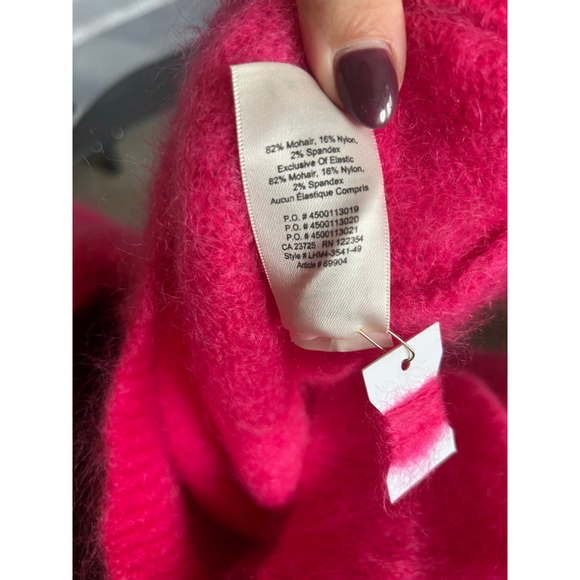 Wilfred Aritzia Hot Pink Serment Mohair Crew Neck Sweater Soft Fall Winter L - Picture 8 of 8